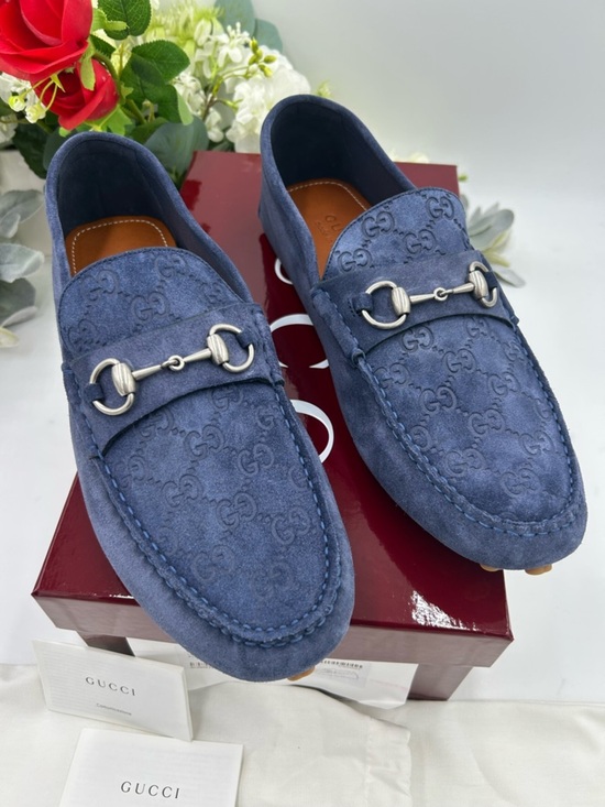 Men\'s Gucci, GG embossed suede Driver loafers size 11 fits 11.5 US made in Italy main image 10